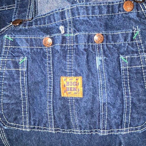 Vintage Men's Big Ben Bib Overalls  44 X 30, 7 Pockets, Dark Wash, Made in USA‎ - Picture 7 of 9